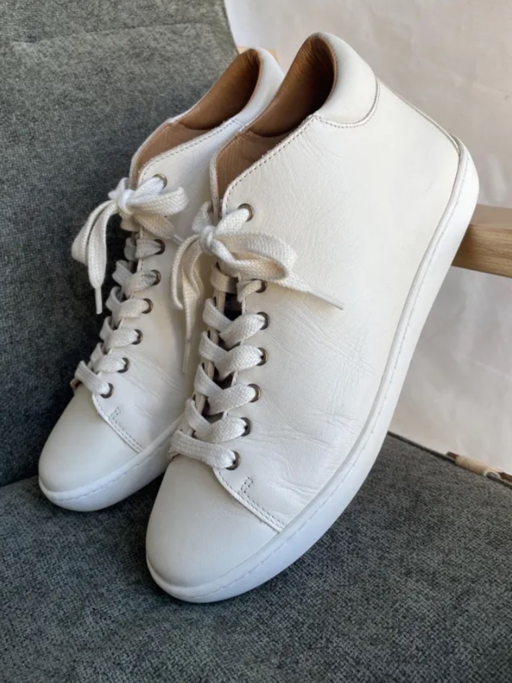 Sezane Canvas Jack Hi-Top Sneakers Ecru Size 6.5